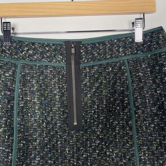 J Crew Size 4 Green Black Moss Tweed Mini Skirt in Evergreen Wool Blend Lined - Picture 4 of 7